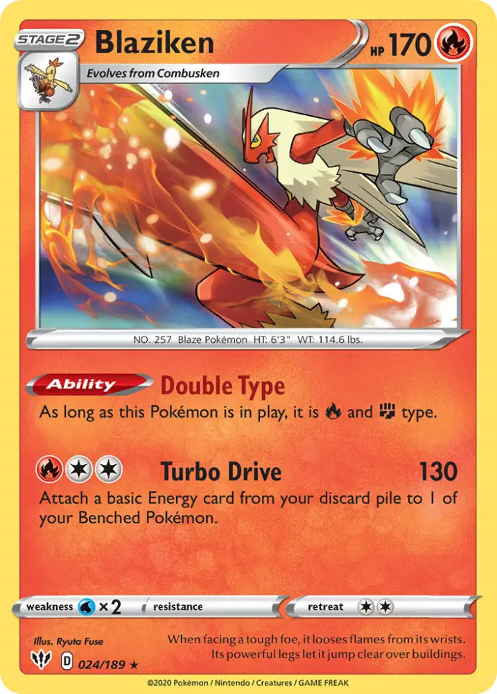 Blaziken (024/189) [Sword & Shield: Darkness Ablaze] - Pokemon Single