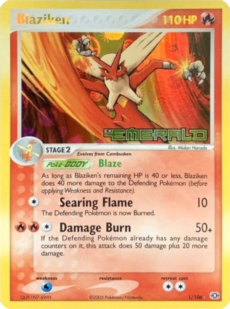 Blaziken (1/106) (Stamped) [EX: Emerald] - Pokemon Single