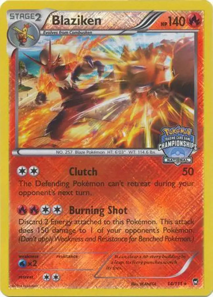 Blaziken (14/111) (National Championship Promo) [XY: Furious Fists] - Pokemon Single
