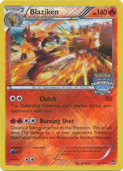 Blaziken (14/111) (National Championship Promo) [XY: Furious Fists] - Pokemon Single