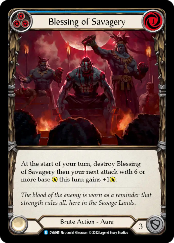 Blessing of Savagery (Blue) [Dynasty] Rainbow Foil - Flesh And Blood Single