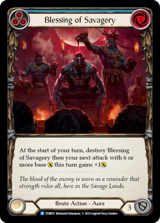Blessing of Savagery (Blue) [Dynasty] Rainbow Foil - Flesh And Blood Single