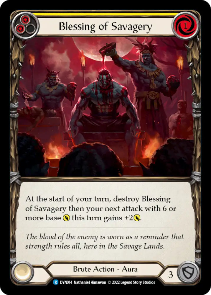 Blessing of Savagery (Yellow) [Dynasty] Rainbow Foil - Flesh And Blood Single