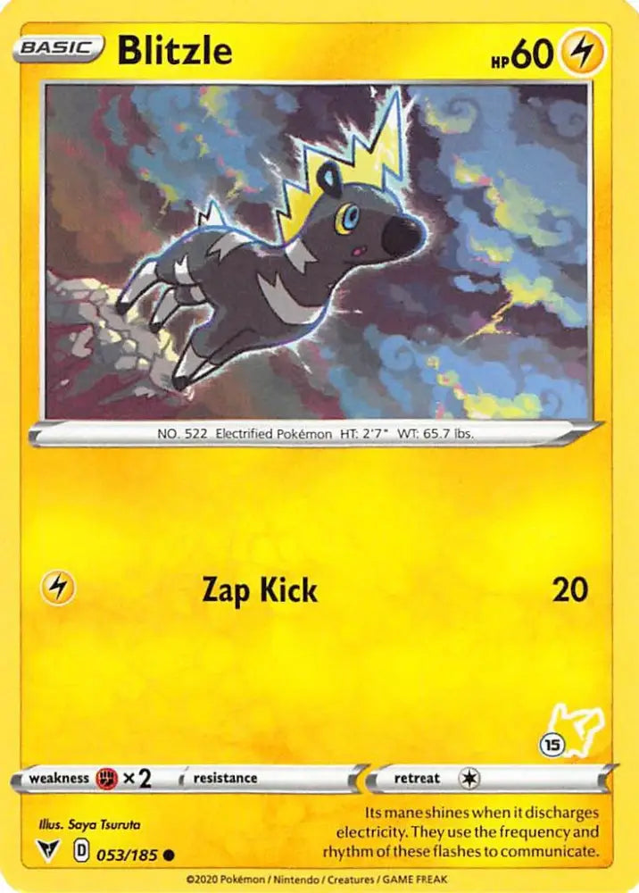 Blitzle (053/185) (Pikachu Stamp #15) [Battle Academy 2022] - Pokemon Single