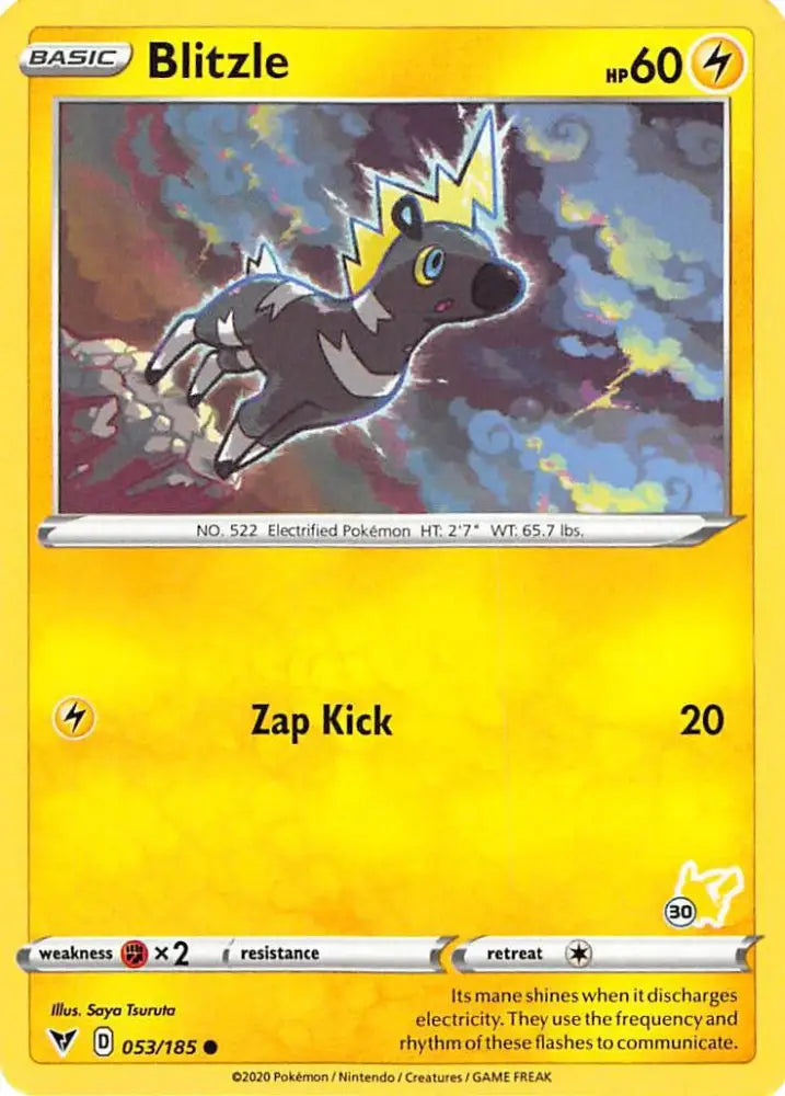 Blitzle (053/185) (Pikachu Stamp #30) [Battle Academy 2022] - Pokemon Single