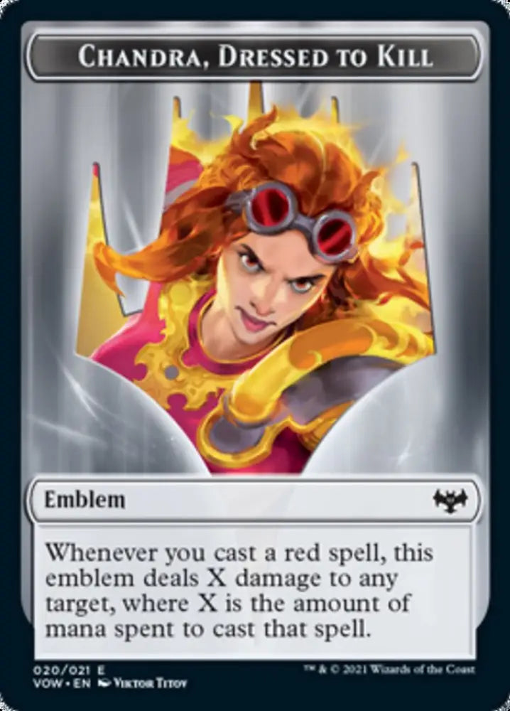 Blood // Chandra Dressed to Kill Emblem Double-Sided Token [Innistrad: Crimson Vow Tokens] - MTG Single
