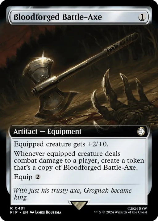 Bloodforged Battle-Axe (Extended Art) [Fallout] - MTG Single