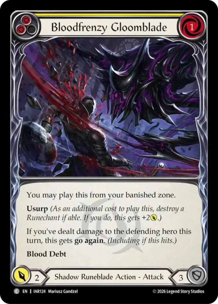 Bloodfrenzy Gloomblade (Yellow) (IAR124) [Usurp the Shadow Throne]