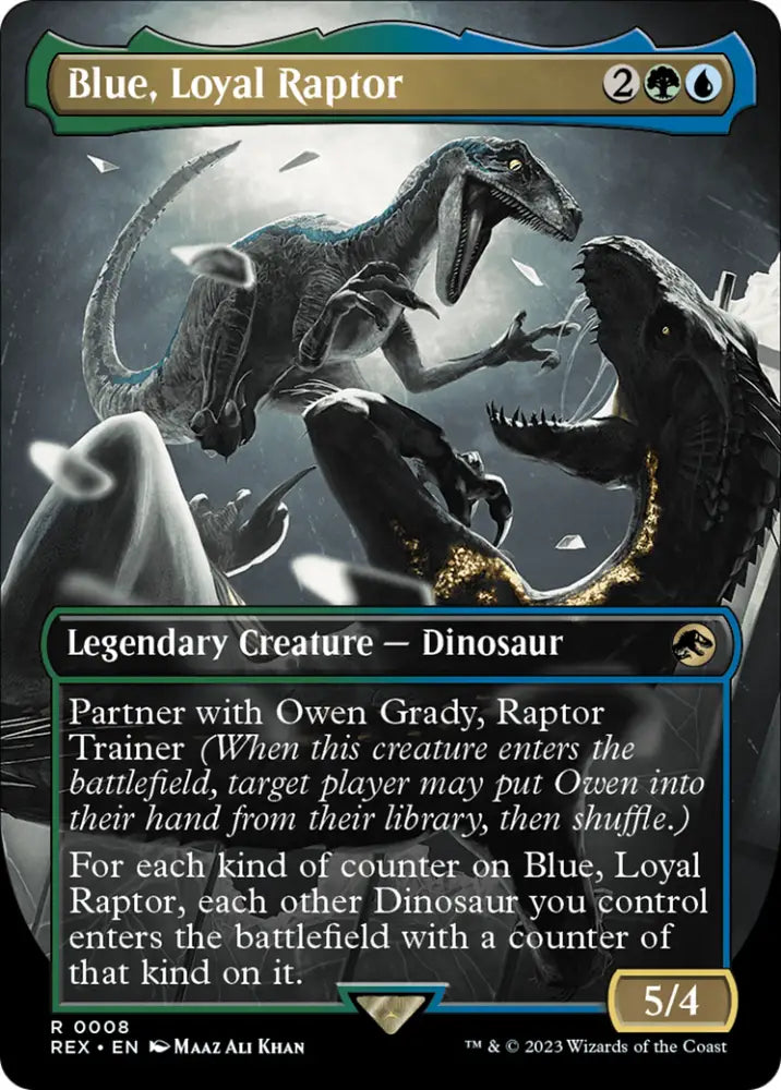 Blue Loyal Raptor (Borderless) [Jurassic World Collection] - MTG Single