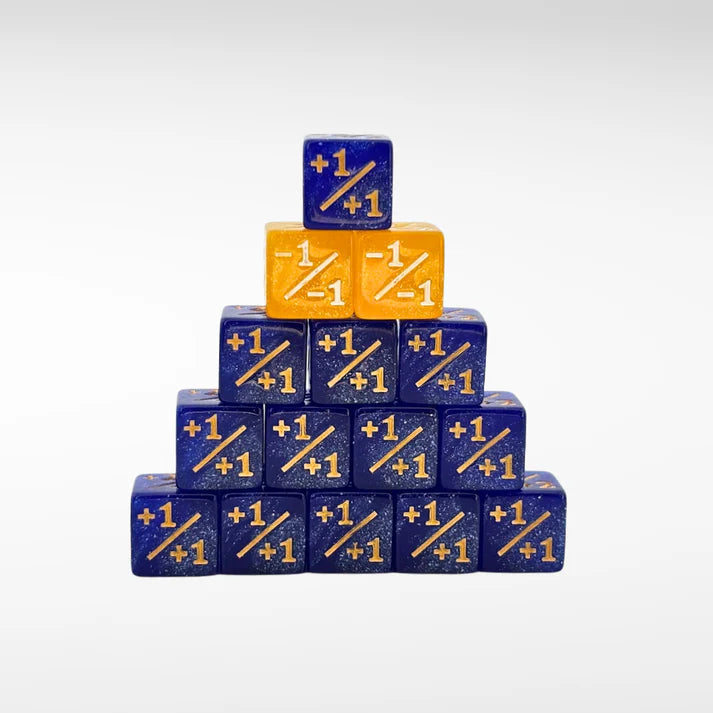 Nerd Gear: Mini Dés +1/+1 (Plus One) De 12 mm Pour MTG Bleu/Jaune