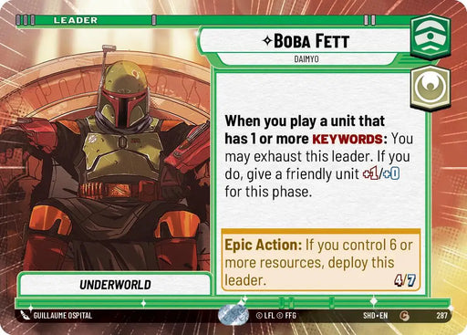 Boba Fett - Daimyo (Hyperspace) (287) [Shadows of the Galaxy] - Star Wars: Unlimited Single
