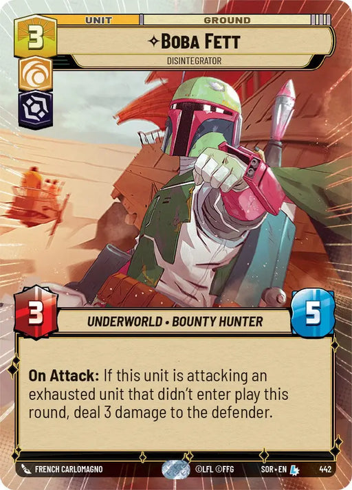 Boba Fett - Disintegrator (Hyperspace) (442) [Spark of Rebellion] - Star Wars: Unlimited Single