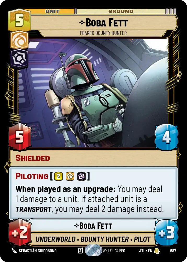 Boba Fett - Feared Bounty Hunter (Foil) (687) [Jump to Lightspeed] - Star Wars: Unlimited Single