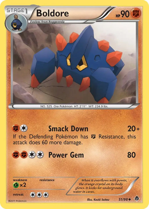 Boldore (51/98) (Cracked Ice Holo) (Blister Exclusive) [Black & White: Emerging Powers] - Pokemon Single