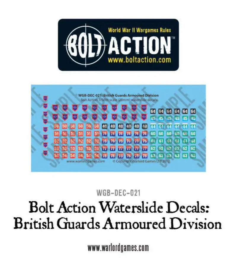 Bolt Action: British Guards Armoured Division Tactical Markings Decal Sheet (EN)(Preorder) - Miniature Games