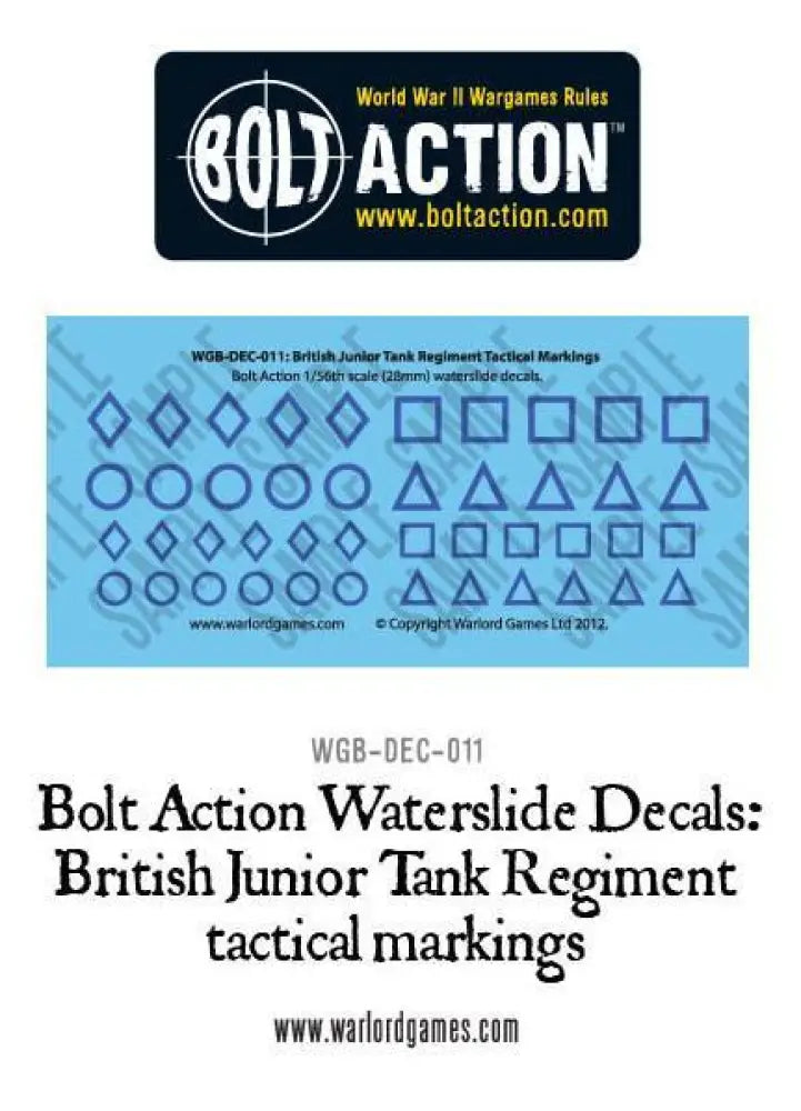 Bolt Action: British Junior Tank Regiment Tactical Markings Decal Sheet (EN)(Preorder) - Miniature Games