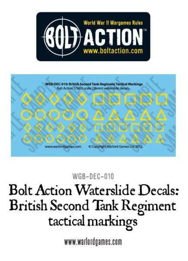 Bolt Action: British Second Tank Regiment Tactical Markings Decal Sheet (EN)(Preorder) - Miniature Games