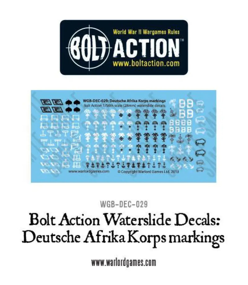 Bolt Action: Bolt Action Deutsche Afrika Korps Markings Decals (Preorder) - Miniature Games