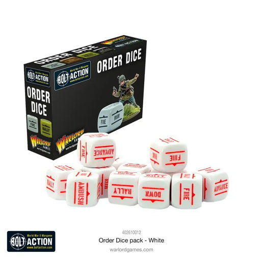 Bolt Action: Orders Dice Pack - White - Miniature Games