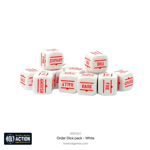 Bolt Action: Orders Dice Pack - White - Miniature Games