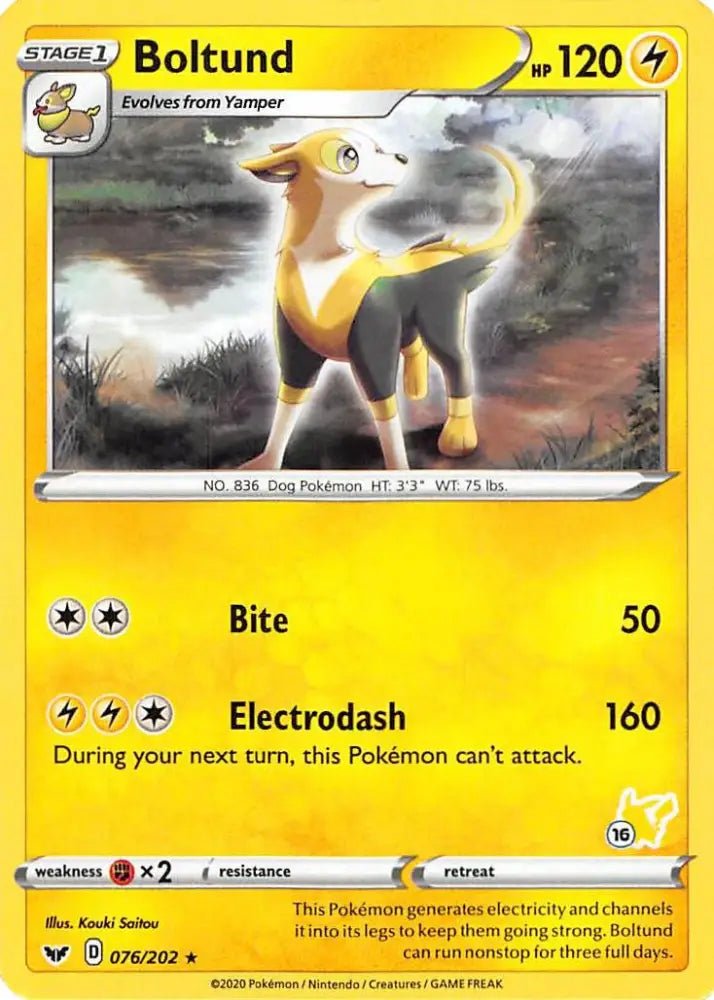 Boltund (076/202) (Pikachu Stamp #16) [Battle Academy 2022] - Pokemon Single