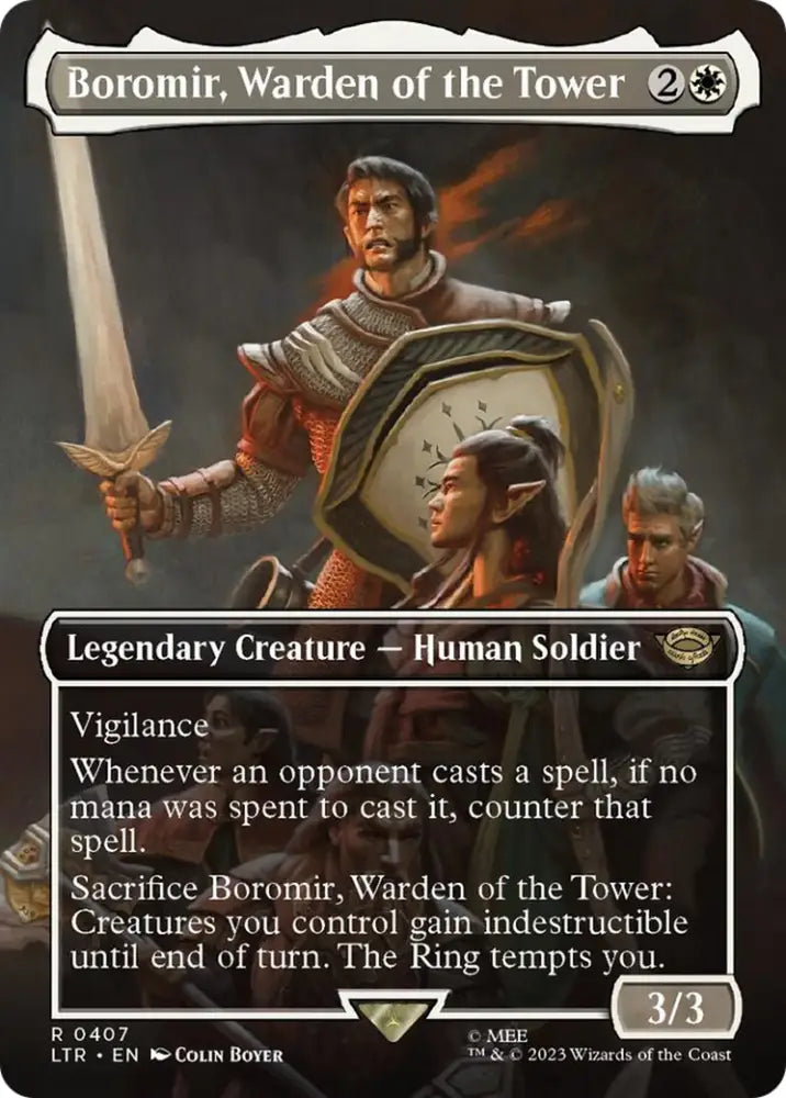 Boromir Warden of the Tower (Borderless Alternate Art) [The Lord of the Rings: Tales of Middle-Earth] - MTG Single