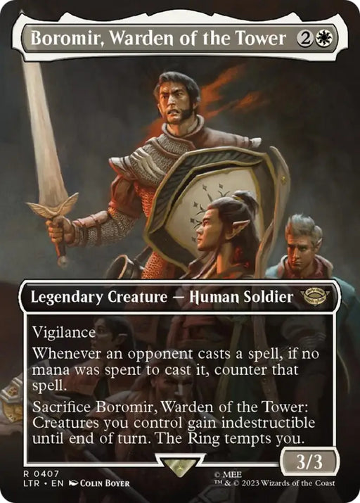 Boromir Warden of the Tower (Borderless Alternate Art) [The Lord of the Rings: Tales of Middle-Earth] - MTG Single