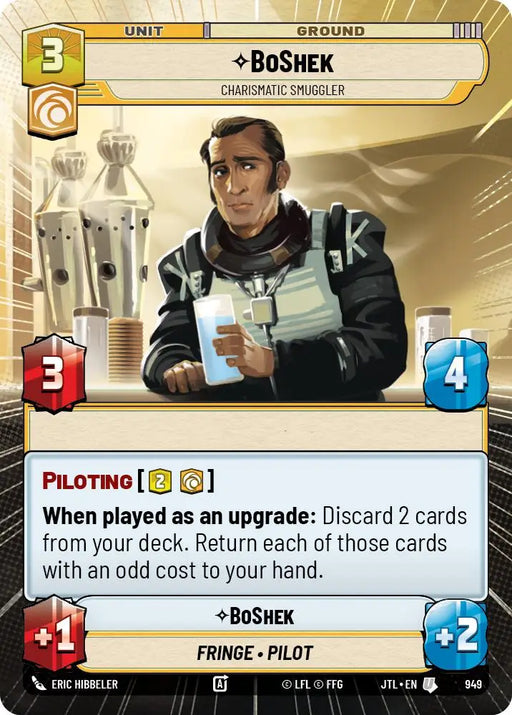 BoShek - Charismatic Smuggler (Hyperspace Foil) (949) [Jump to Lightspeed] - Star Wars: Unlimited Single