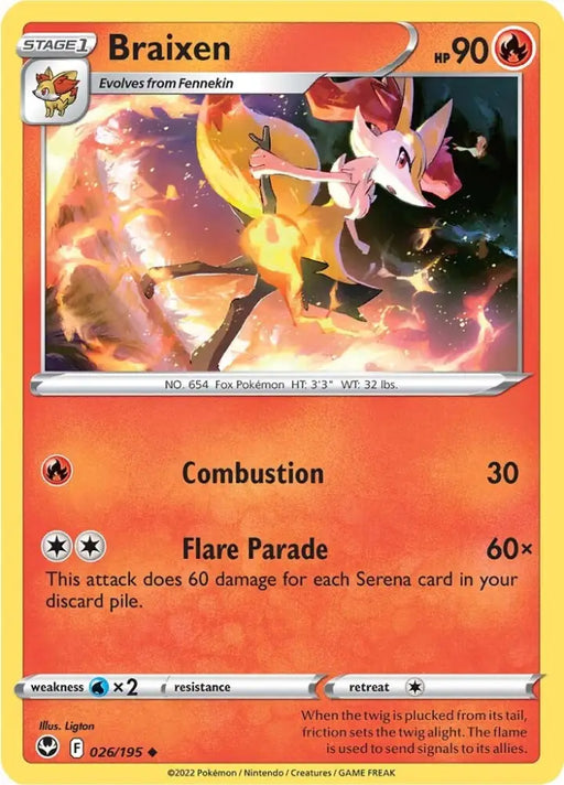 Braixen (026/195) [Sword & Shield: Silver Tempest] - Pokemon Single