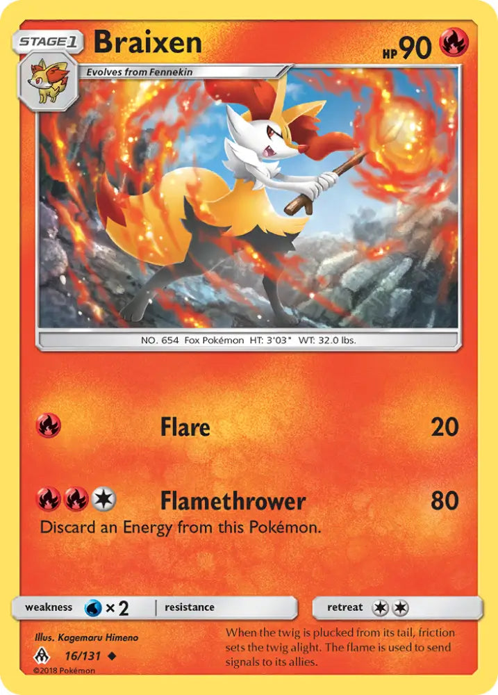 Braixen (16/131) [Sun & Moon: Forbidden Light] - Pokemon Single