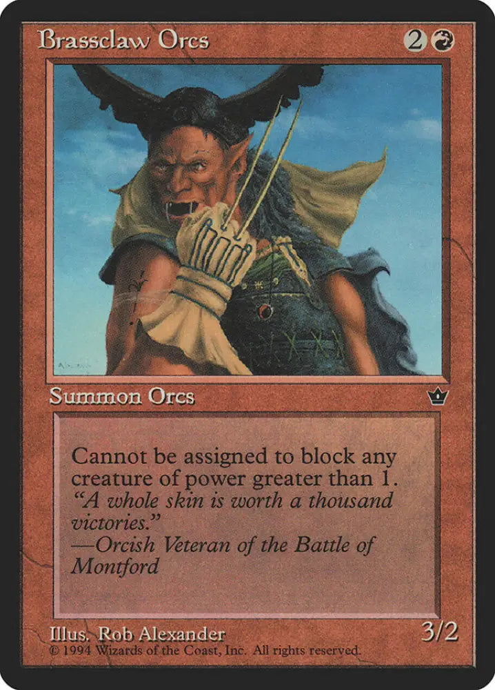 Brassclaw Orcs (Rob Alexander - Orcish Veteran Flavor Text) [Fallen Empires] - MTG Single