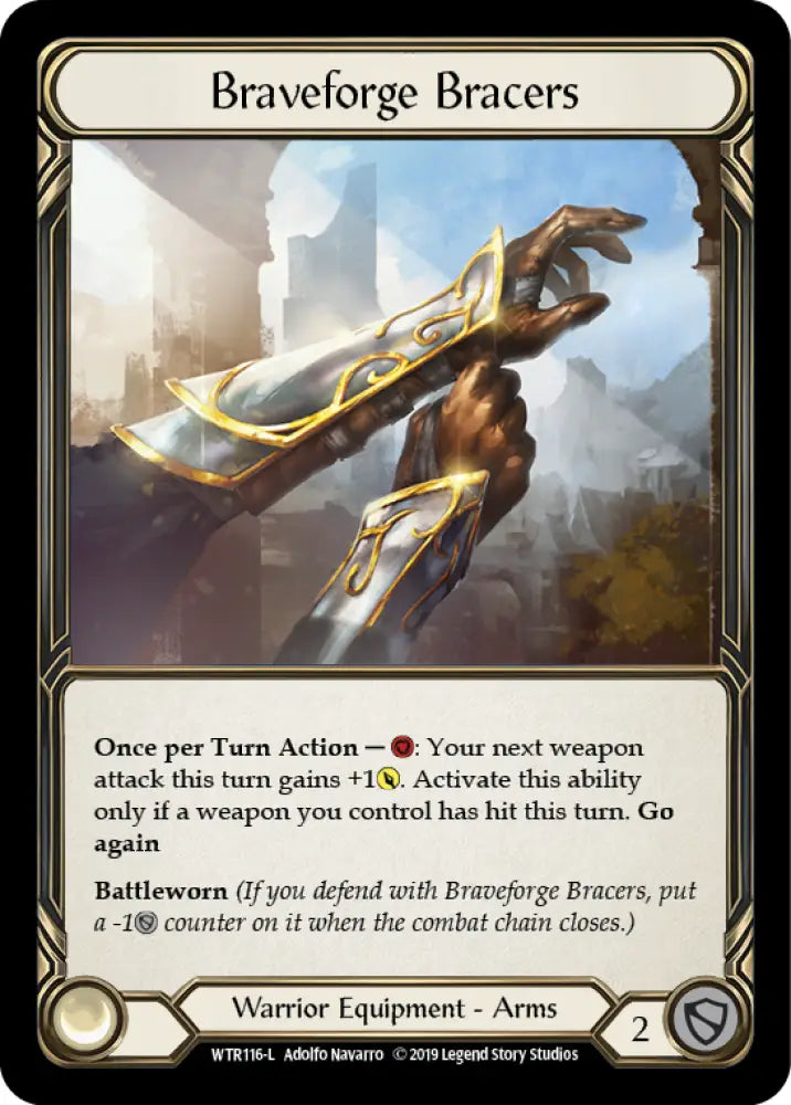 Braveforge Bracers [Welcome to Rathe 1st Edition] Alpha Print Cold Foil - Flesh And Blood Single