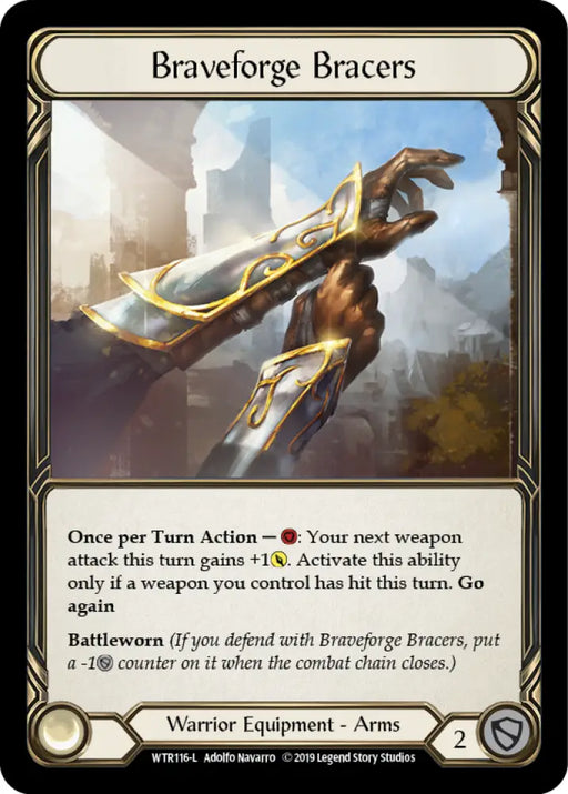 Braveforge Bracers [Welcome to Rathe 1st Edition] Alpha Print Cold Foil - Flesh And Blood Single