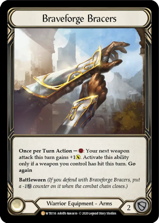 Braveforge Bracers [Welcome to Rathe Unlimited] Unlimited Rainbow Foil - Flesh And Blood Single