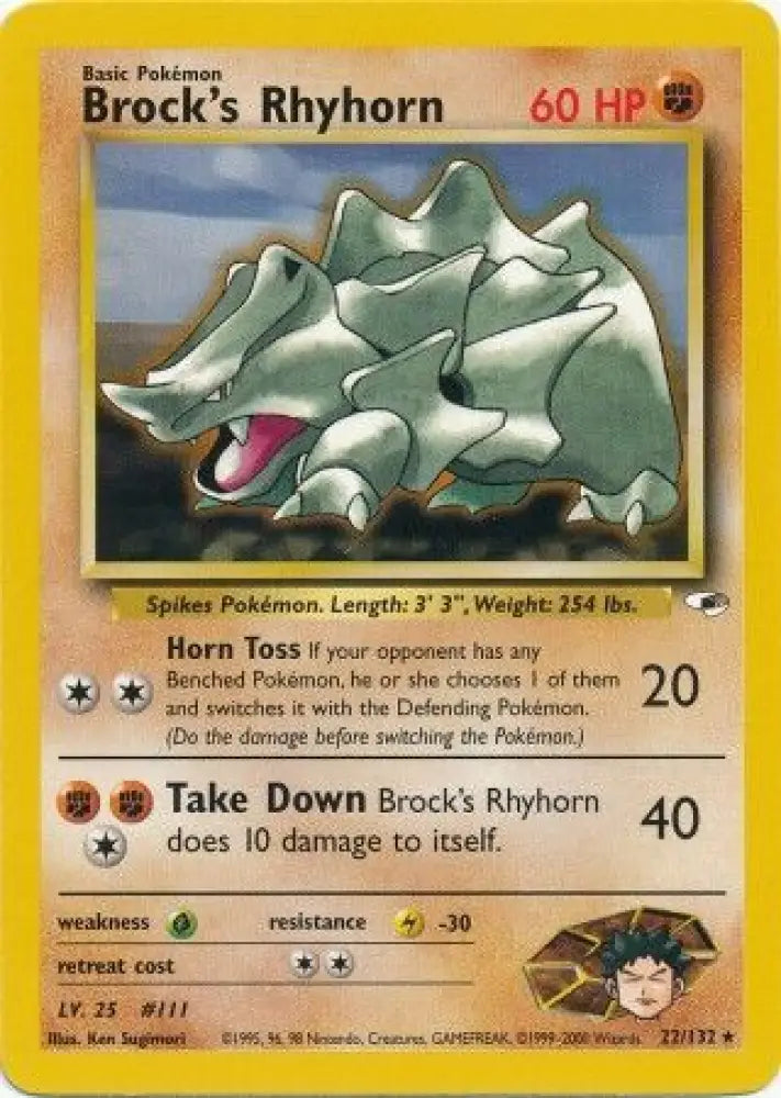 Brock’s Rhyhorn (22/132) [Gym Heroes Unlimited] - Pokemon Single