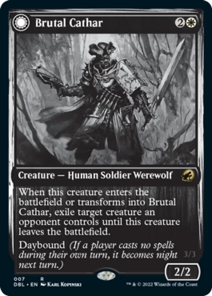 Brutal Cathar // Moonrage Brute [Innistrad: Double Feature] - MTG Single