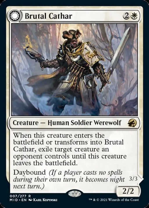Brutal Cathar // Moonrage Brute [Innistrad: Midnight Hunt] - MTG Single