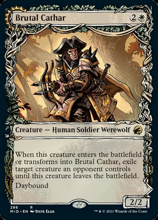 Brutal Cathar // Moonrage Brute (Showcase Equinox) [Innistrad: Midnight Hunt] - MTG Single