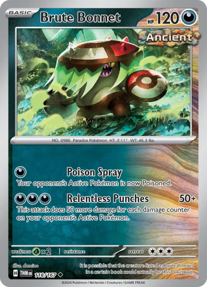 Brute Bonnet (118/167) [Scarlet & Violet: Twilight Masquerade] - Pokemon Single