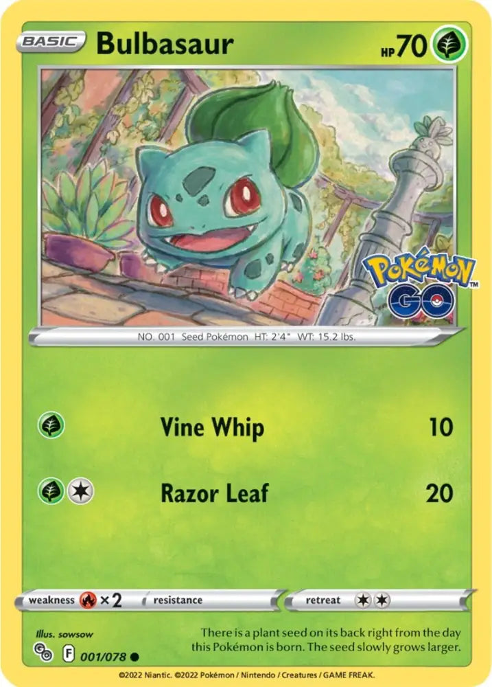 Bulbasaur (001/078) [Pokémon GO] - Pokemon Single