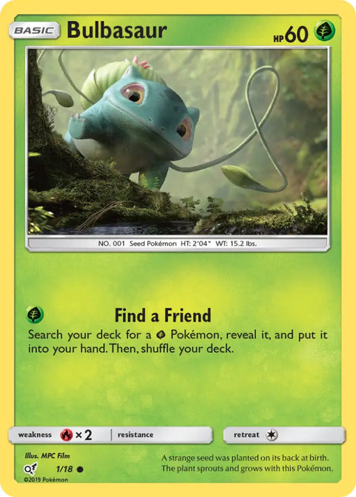 Bulbasaur (1/18) [Sun & Moon: Detective Pikachu] - Pokemon Single