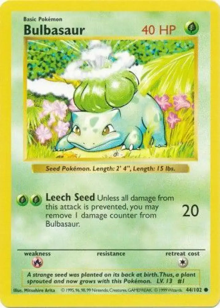 Bulbasaur (44/102) [Base Set Shadowless Unlimited] - Pokemon Single