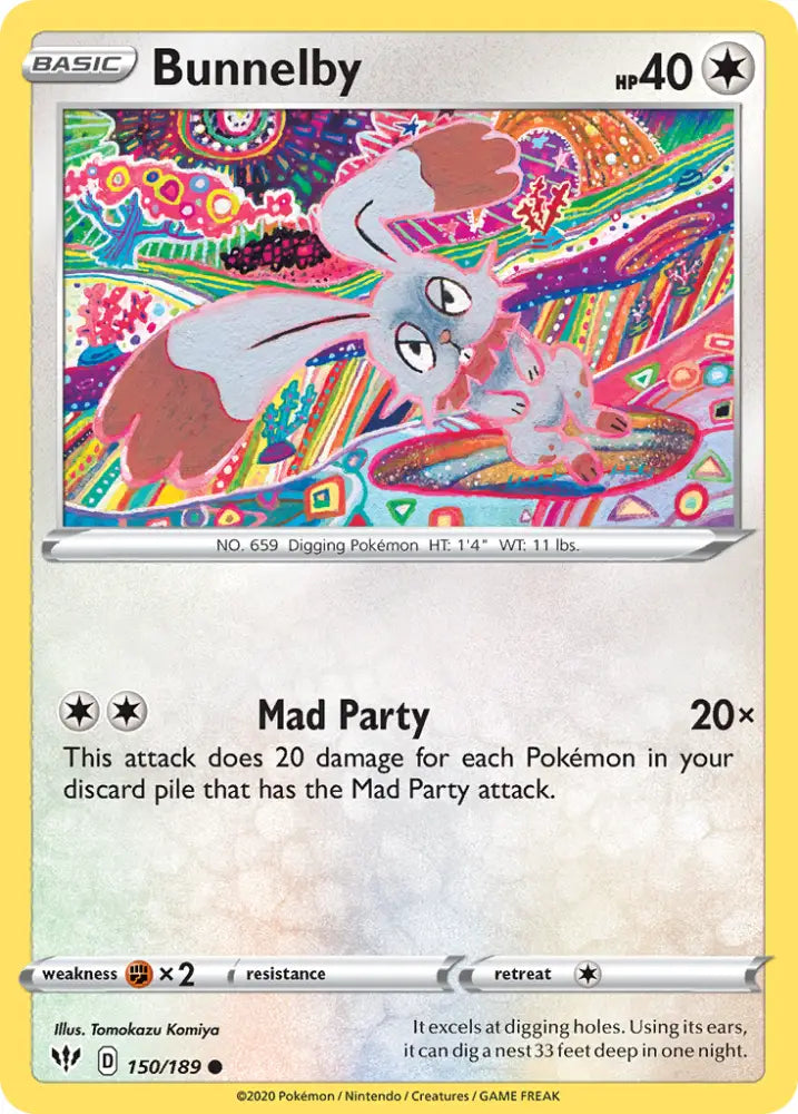 Bunnelby (150/189) [Sword & Shield: Darkness Ablaze] - Pokemon Single