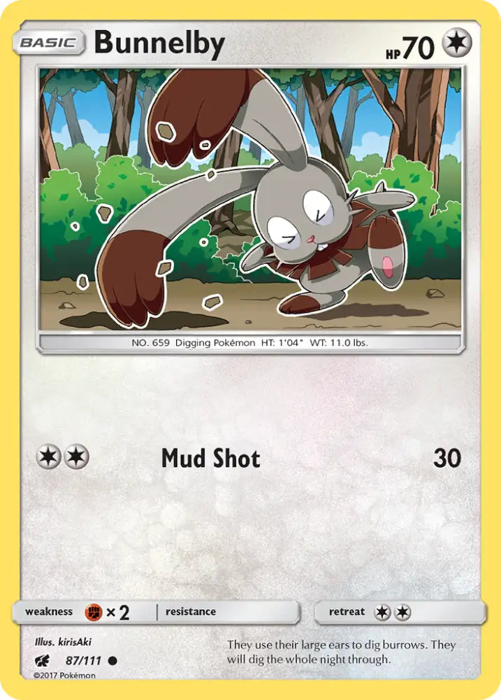 Bunnelby (87/111) [Sun & Moon: Crimson Invasion] - Pokemon Single