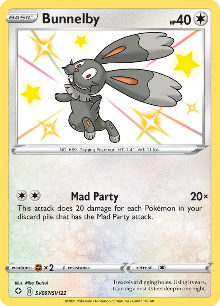 Bunnelby (SV097/SV122) [Sword & Shield: Shining Fates] - Pokemon Single