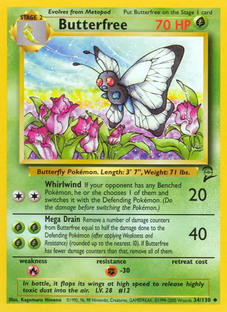 Butterfree (34/130) [Base Set 2] - Pokemon Single