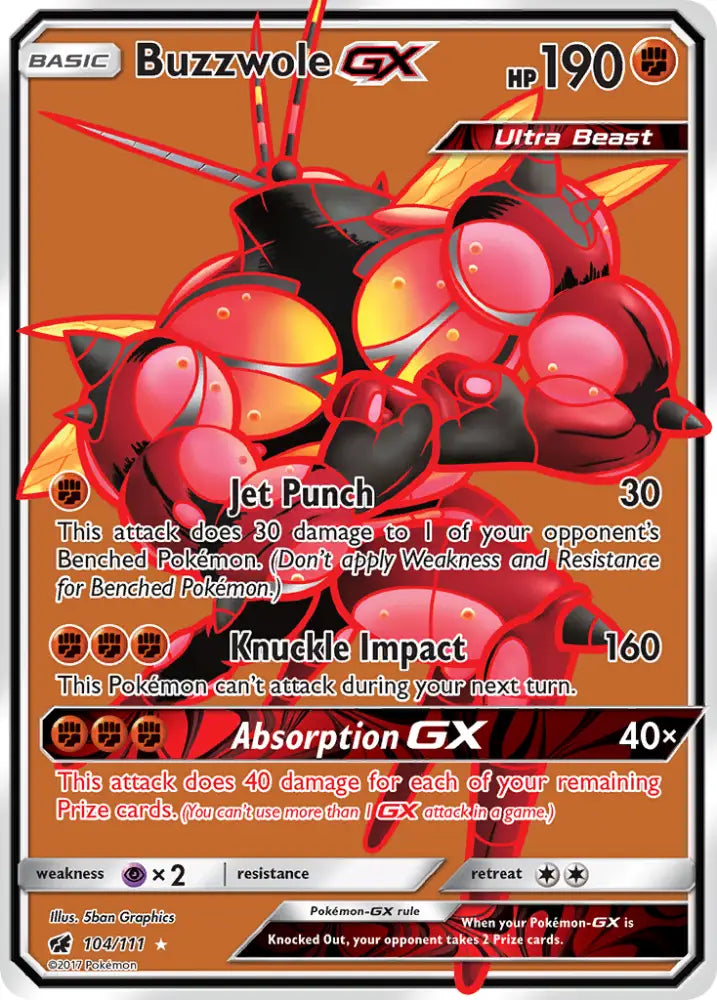 Buzzwole GX (104/111) [Sun & Moon: Crimson Invasion] - Pokemon Single