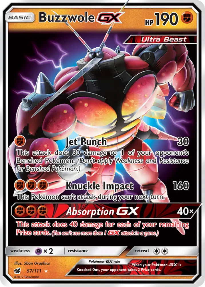 Buzzwole GX (57/111) [Sun & Moon: Crimson Invasion] - Pokemon Single