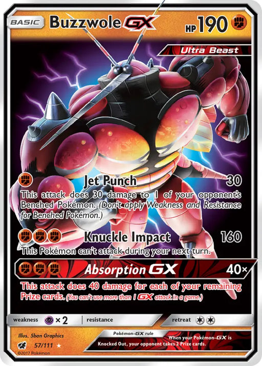 Buzzwole GX (57/111) [Sun & Moon: Crimson Invasion] - Pokemon Single