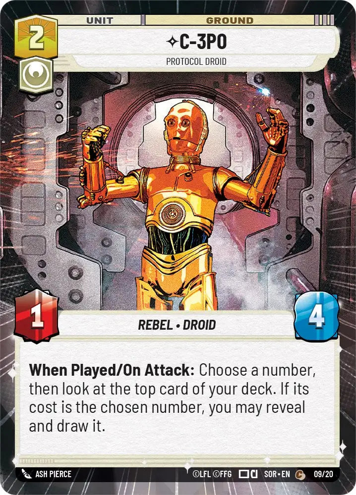 C-3PO - Protocol Droid (Hyperspace) (9/20) [Spark of Rebellion: Weekly Play] - Star Wars: Unlimited Single